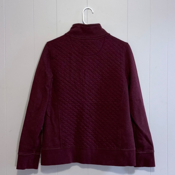 L.L. Bean Dark Plum Quilted Zip Sweatshirt Size Small - Picture 2 of 4